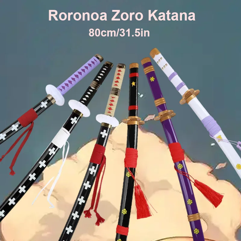 

80cm/31.5in Roronoa Zoro Katana Wooden Bamboo Blade Cosplay Character Stages Props Party Gifts for Friend Anime Hobby collection