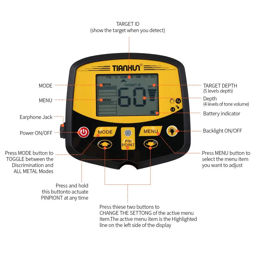 Professional Underground Metal Detector TX-950 High Sensitivity metal Search Pinpointer Gold Detector Treasure Hunter Scanner