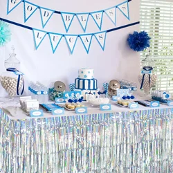 274 X 75CM Shiny Disposable Laser Rainbow Table Skirt for Birthday Wedding Baby Show Holiday Grand Event Disco Party Decoration