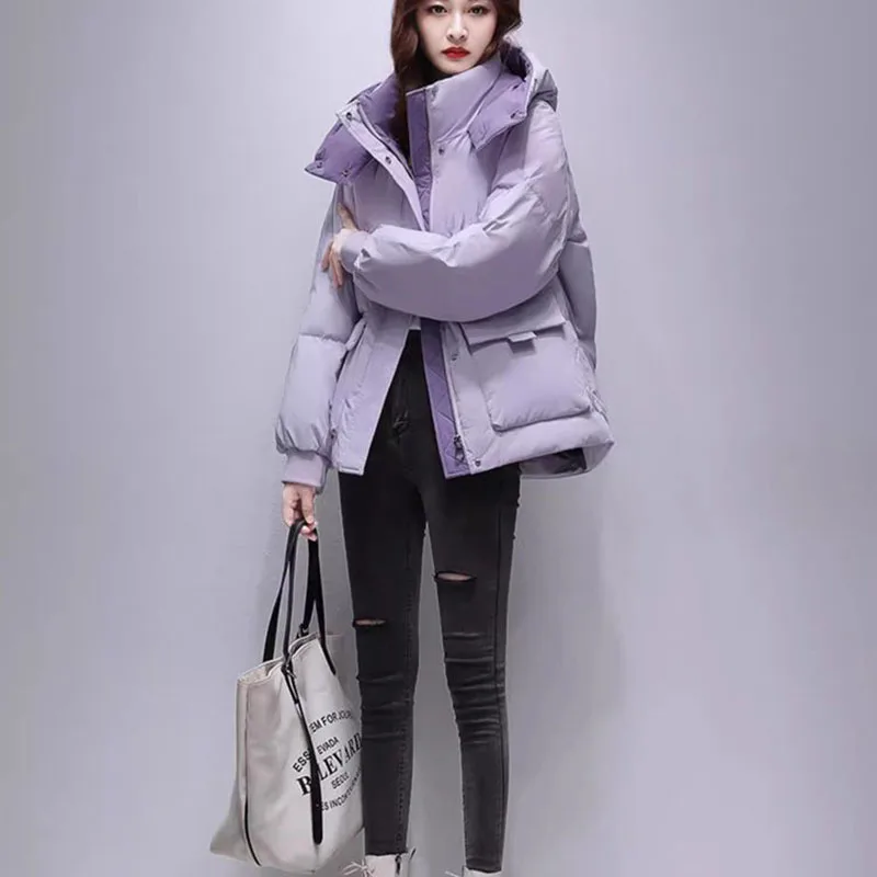 Female Overcoat 2024 New Fashion Loose Women Down Jacket Winter White Duck Down High Quality Warm Hooded Women Down Jacket H134