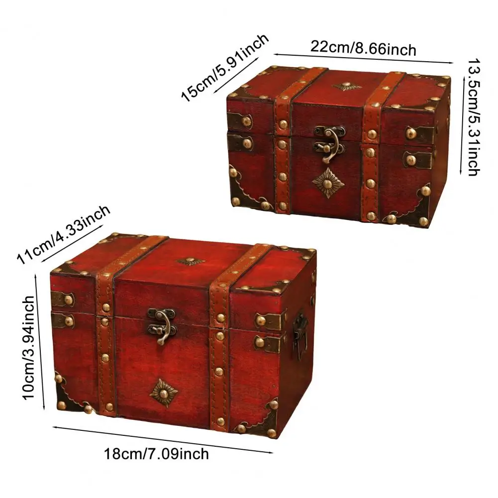 

Wooden Storage Box With Lock Large Capacity Multipurpose Decorative Treasure Chest Retro Style Vintage Storage Organizer Case
