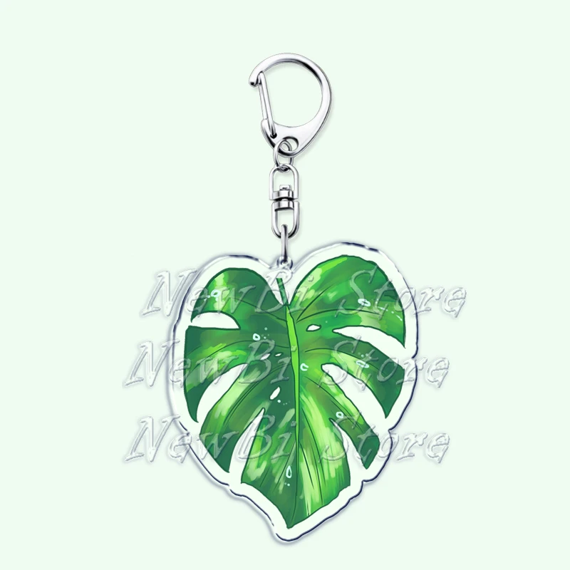 Creative Simple Green Tropical Leaf Monstera Keychains for Accessories Bag Plant Key Chain Ring Jewelry Fans Gifts Keyrings