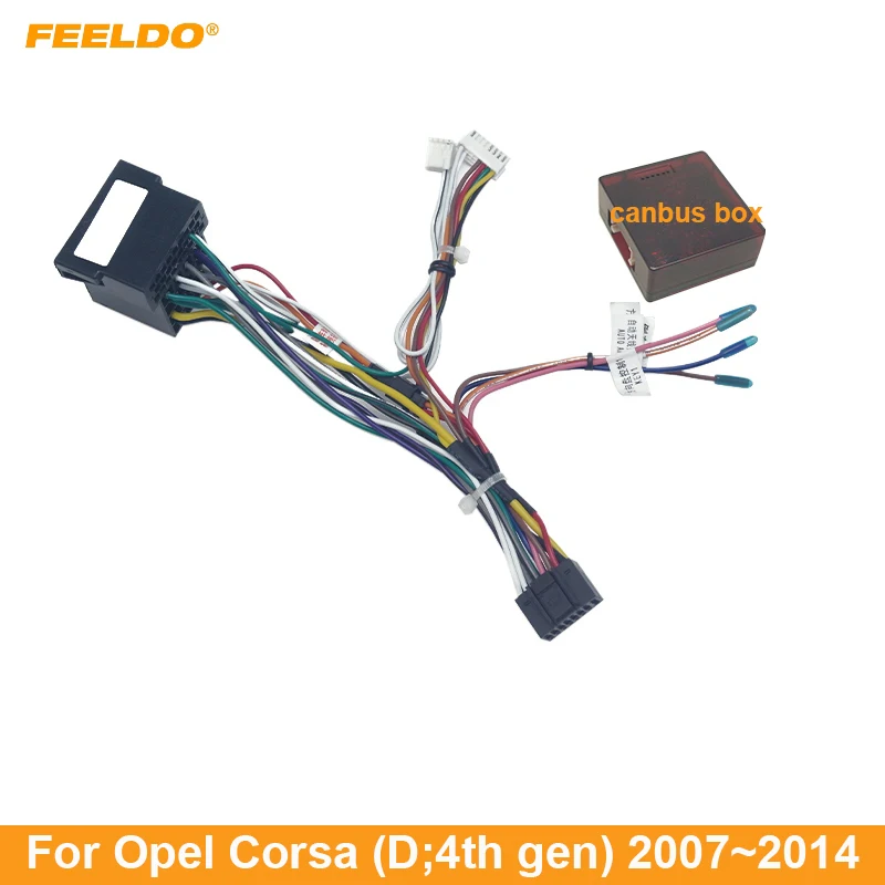 FEELDO Car 16pin Android Audio Wiring Harness With Canbus Box For Opel Corsa 07~14 Aftermarket Stereo Installation Wire