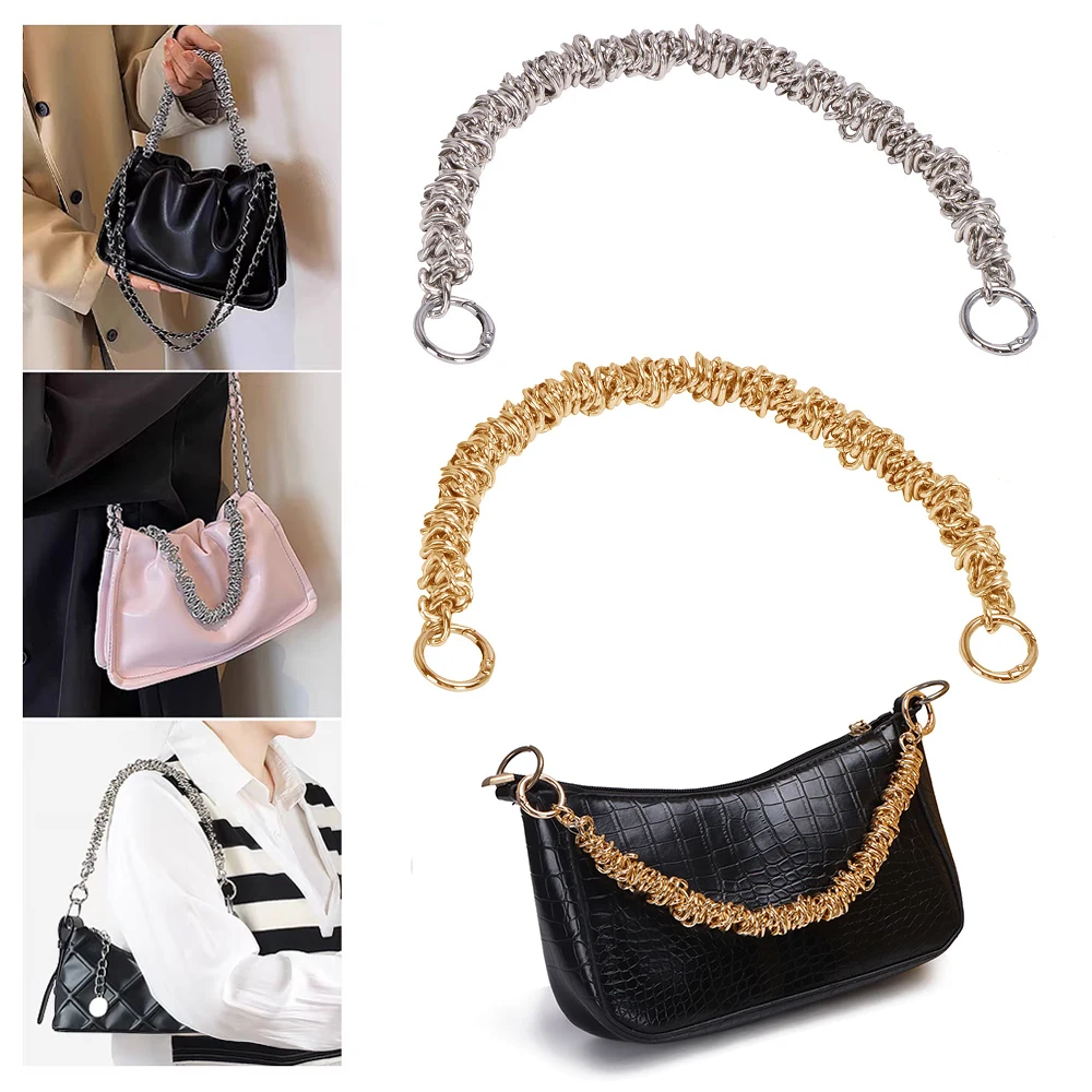 35cm Short Bag Chain Accessory Metal Shoulder Bag Extension Chain Gold Sliver DIY Crossbody Bag Parts Replacement Handbag Handle