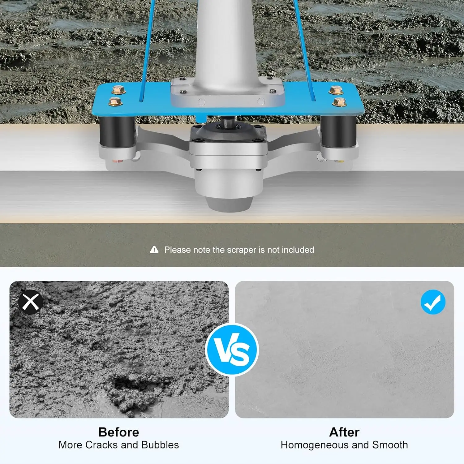 เครื่องฉาบปูนคอนกรีตแบบใช้แก๊ส 35.8 ซีซี พร้อมเครื่องยนต์ 4 จังหวะ, เครื่องฉาบปูนแบบสั่นสะเทือน แรงสั่นสะเทือน 573 ปอนด์, 9500-10000 วิบ/นาที (ไม่รวมไม้บรรทัด)