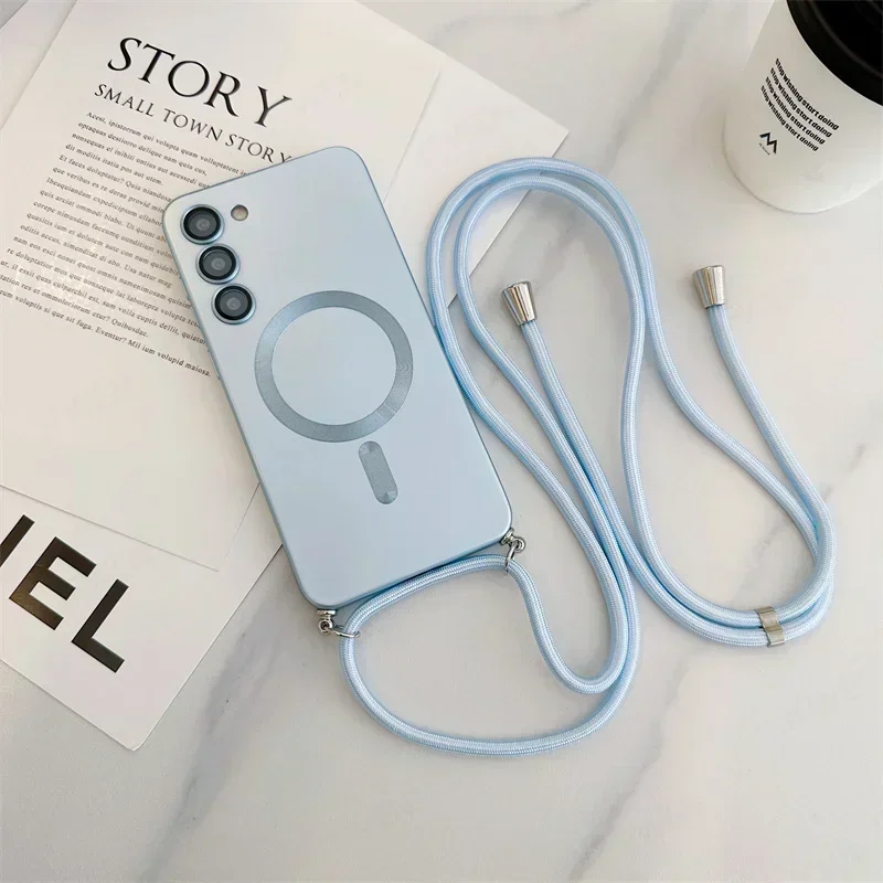 Crossbody Lanyard Magnetische Hülle für Samsung Galaxy S26 S25 Edge S24 S23 S22 Plus Ultra S21 FE für Magsafe Silikon Soft Cover