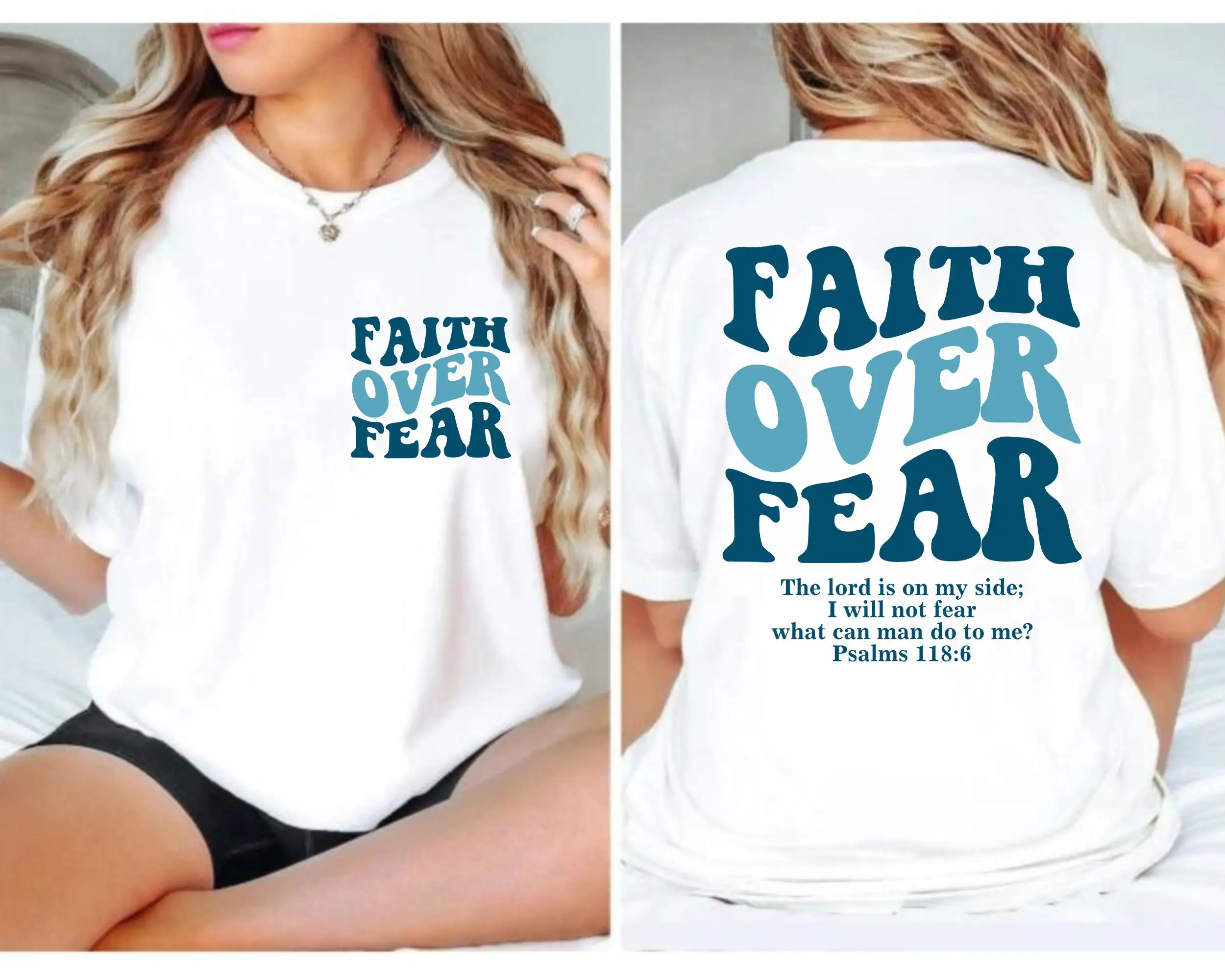 

Faith Over Fear T Shirt Christian Christmas For Her Religious