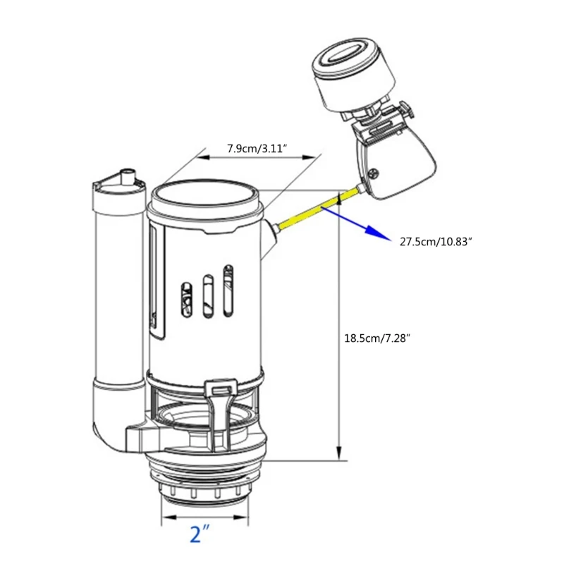 Side-Press Double Flush Drain Valves Komponen Tangki Toilet untuk Debit Air Drop Shipping