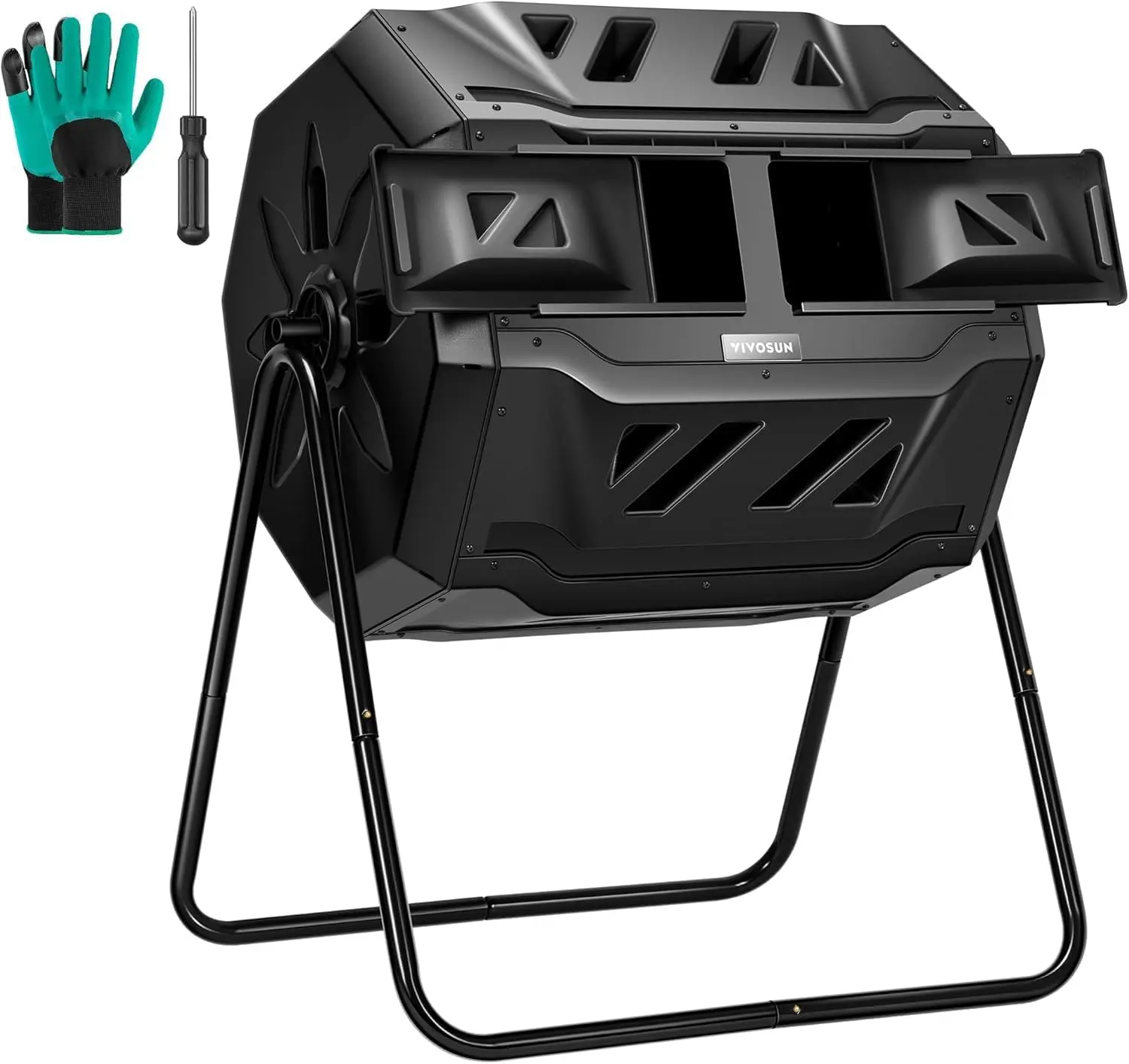 

43 Gallon Dual Rotating Compost Bin, Tumbling Design, Easy Aeration, Heavy Duty