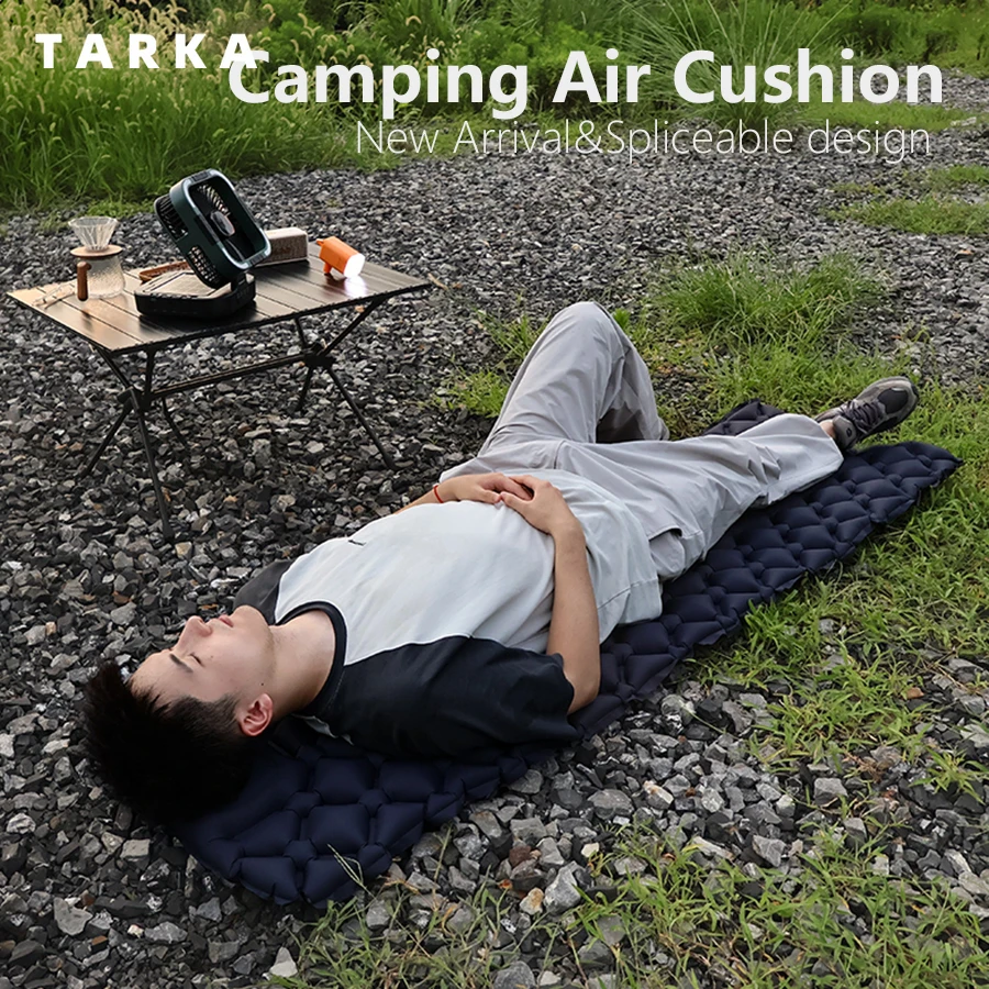 TARKA 1 قطعة مرتبة قابلة للنفخ خفيفة الوزن، سجادات تخييم للمشي لمسافات طويلة، وسادة هوائية مبتكرة، مرتبة هوائية بدون وسادة للخيمة