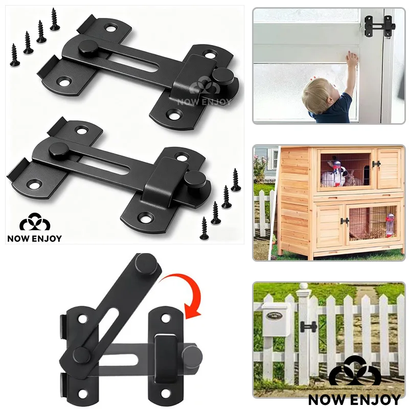 1Pcs Stainless Steel 90/180° Door Lock Guard Latch Bolt Toggle Latch Sliding Barn Door Lock Wine Cabinet Closet Right Angle Lock