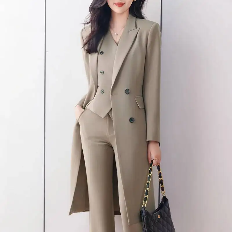 

Women Formal Business Suits High Quality Fabric Professional Pantsuits Autumn Winter Female Office Work Wear Blazer Trousers Set