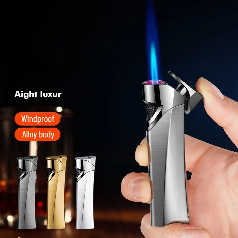 

2025 Inflatable Outdoor Barbecue Camping Lighter Windproof Blue Flame Small Portable High-end Metal Men's Gift Cigarette Lighter
