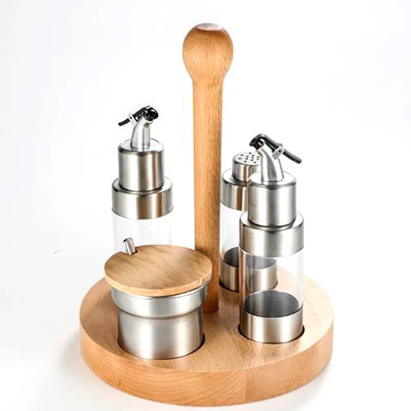 Seasoning box and can set combination table, soy sauce pot, vinegar pot, seasoning bottle, seasoning jar, salt jar set.