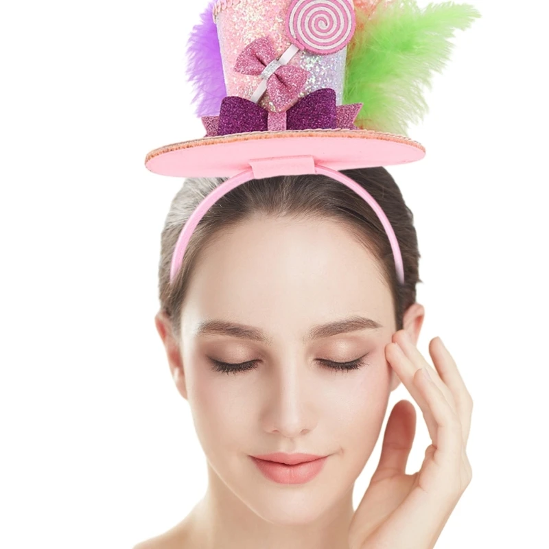 Blossom Hairband Rainbow Feathers Hat Party Headband Festival Celebration Headwear Family Gathering Glittering Headhoop