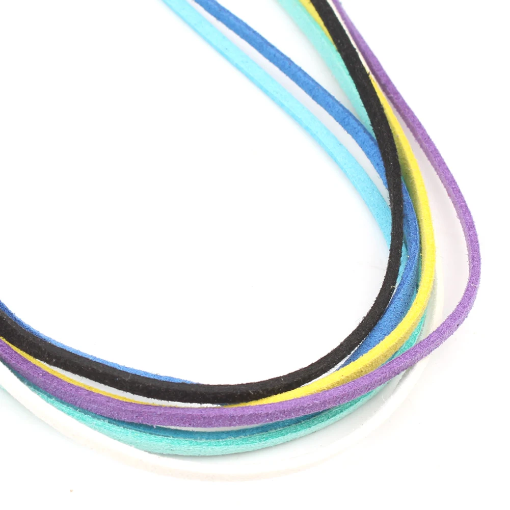Cuerda trenzada de ante de imitación plana, cuerda de cuero de terciopelo coreano, hilo hecho a mano para joyería DIY, pulseras, collar, llavero, 5M