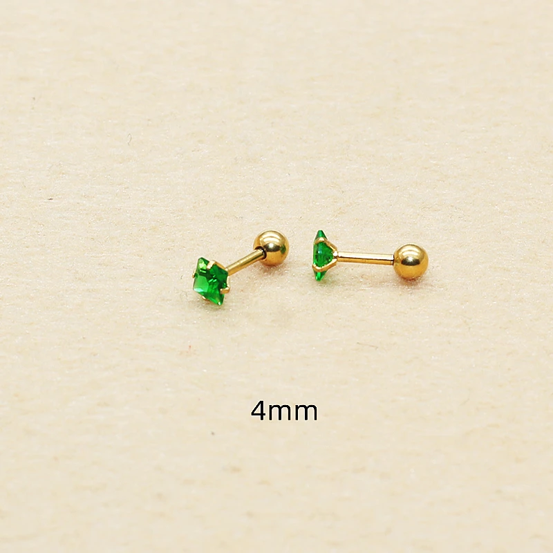 Grüne Edelstahl-Ohrstecker für Damen, Zirkon-Ohrreifen, Tragus-, Helix- und Ohrläppchen-Schmuck – Detail 4