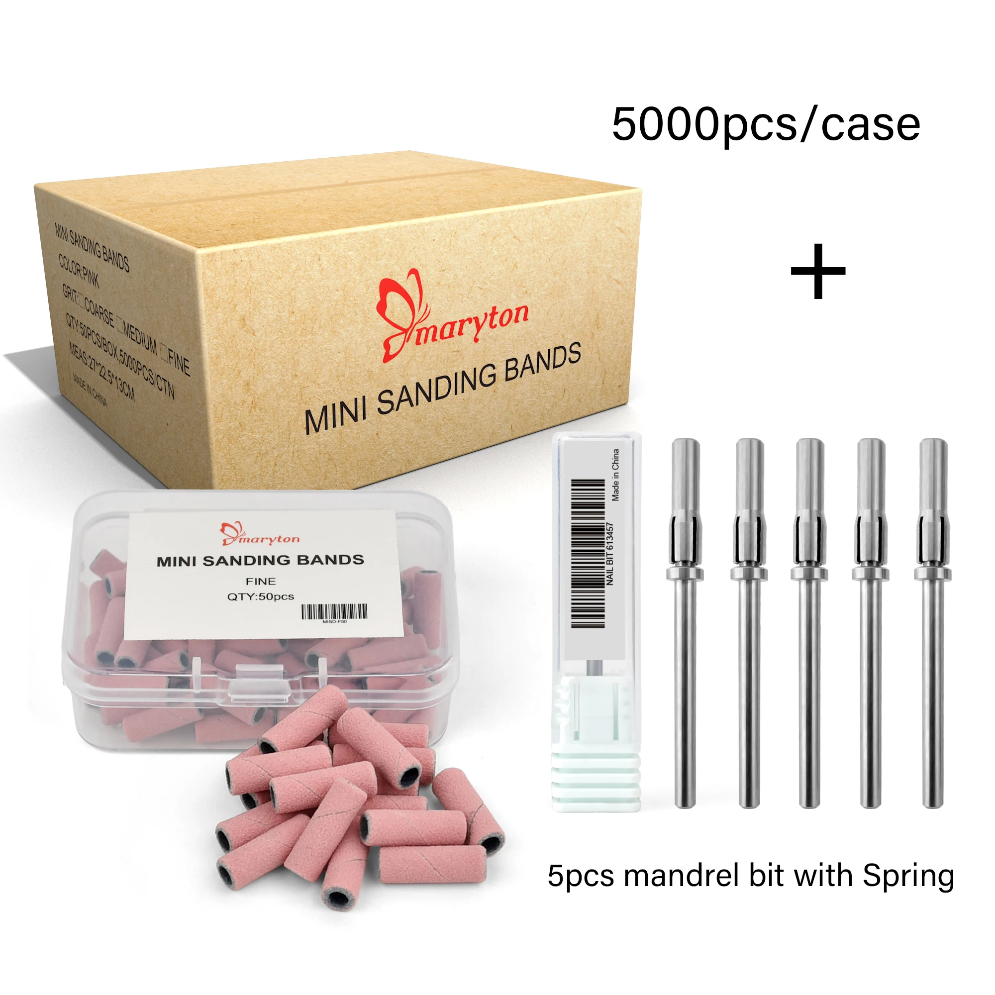 

5000Pcs/Carton Nail Drill Bits Sets Pink 3mm Mini Sanding Bands Kits Manicure Accessories Tools