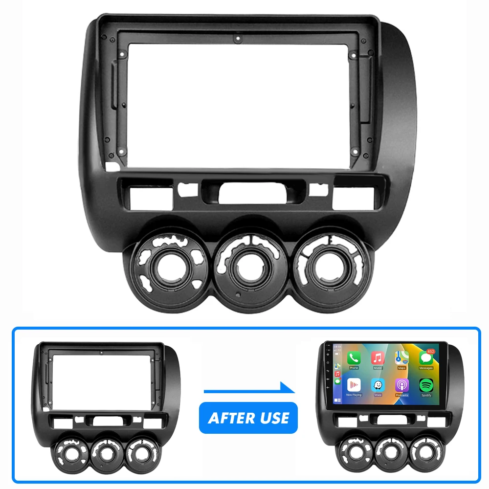 Adaptador de fáscia para quadro de carro, 9 polegadas, para honda city fit jazz 2002-2007, android, rádio, painel de montagem, kit lhd e rhd, acessórios