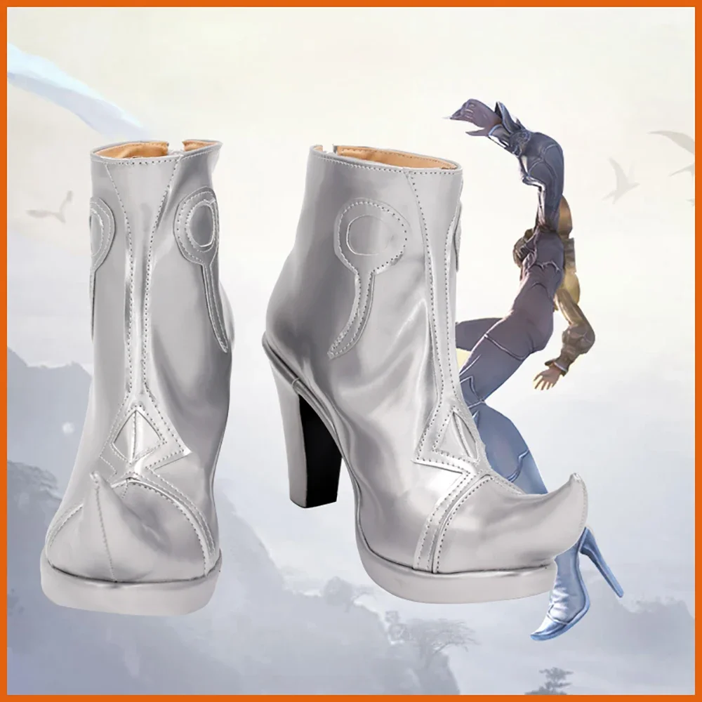 

Final Fantasy XIV FF14 Ryne Cosplay Boots Sliver Shoes High Heel Custom Made Any Size