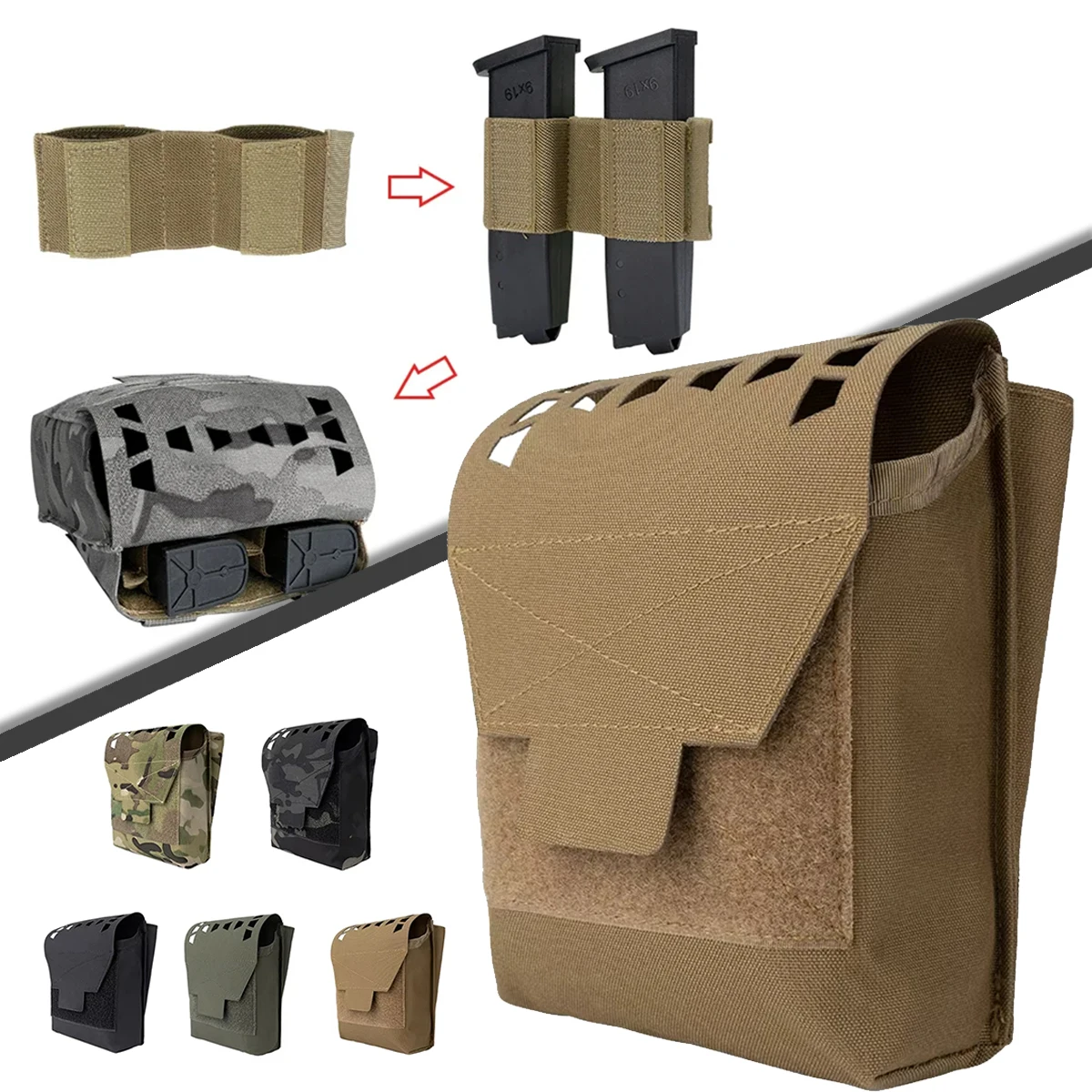 

Tactical Sundries Pouch with Built-In Magazine Plate Multifunction Molle Mag Pouch for Hunting Vest Plate Carrier Accessories