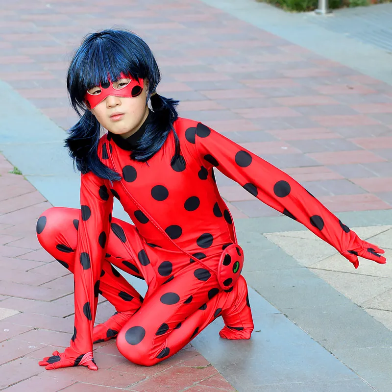 Costume de Redgirl une pièce fendu, vêtements de performance sur scène pour enfants, cosplay Anime Girl, sac, masque, gants