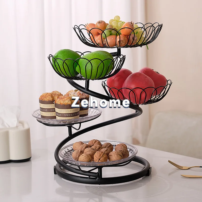 Creative wrought iron living room coffee table fruit basket light luxury high sense ins style home high value snack fruit