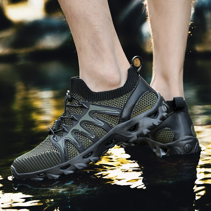 

Men's Waterproof Hiking Shoes Anti Slip Rock Grip Sole Quick Drying Outdoor Shoe Anti Slip Surface Ankle Support Hiking Shoes
