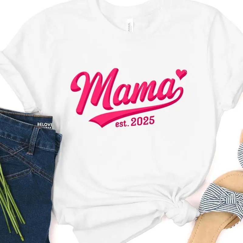 

Mama Est 2025 T Shirt New Mom Baby Shower To Be Mother'S Day