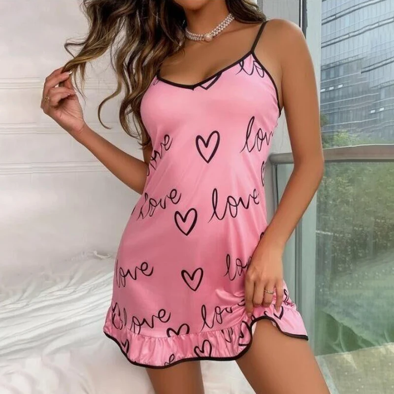 

Ladies Fashionable Casual Camisole Pajamas Loose And Cute Printed Home Clothes