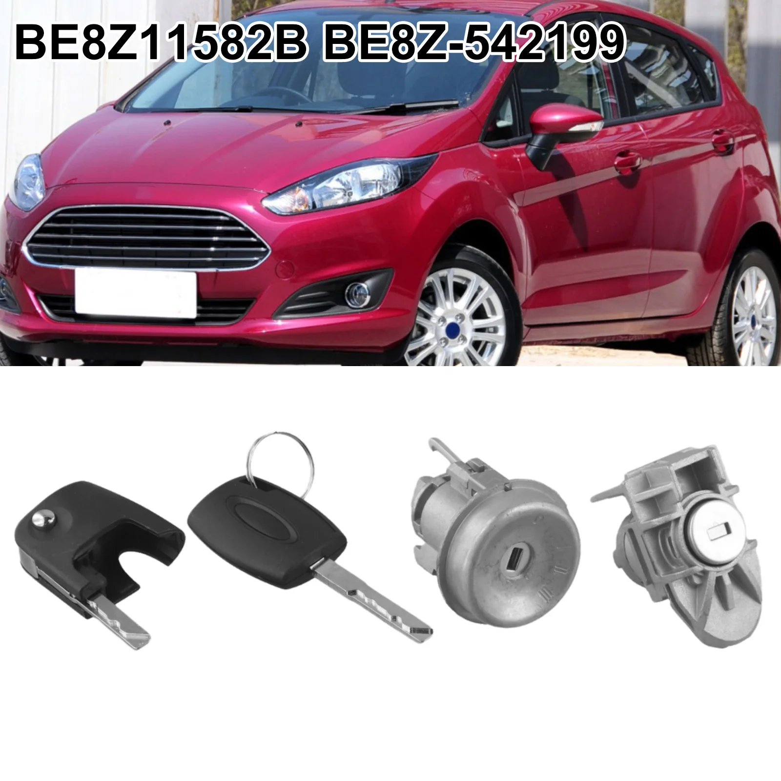 Excellent Ignition and Door Lock Cylinder Switch for Ford For Fiesta 2011 19 Silver Color Includes 2 Keys Easy Replacement