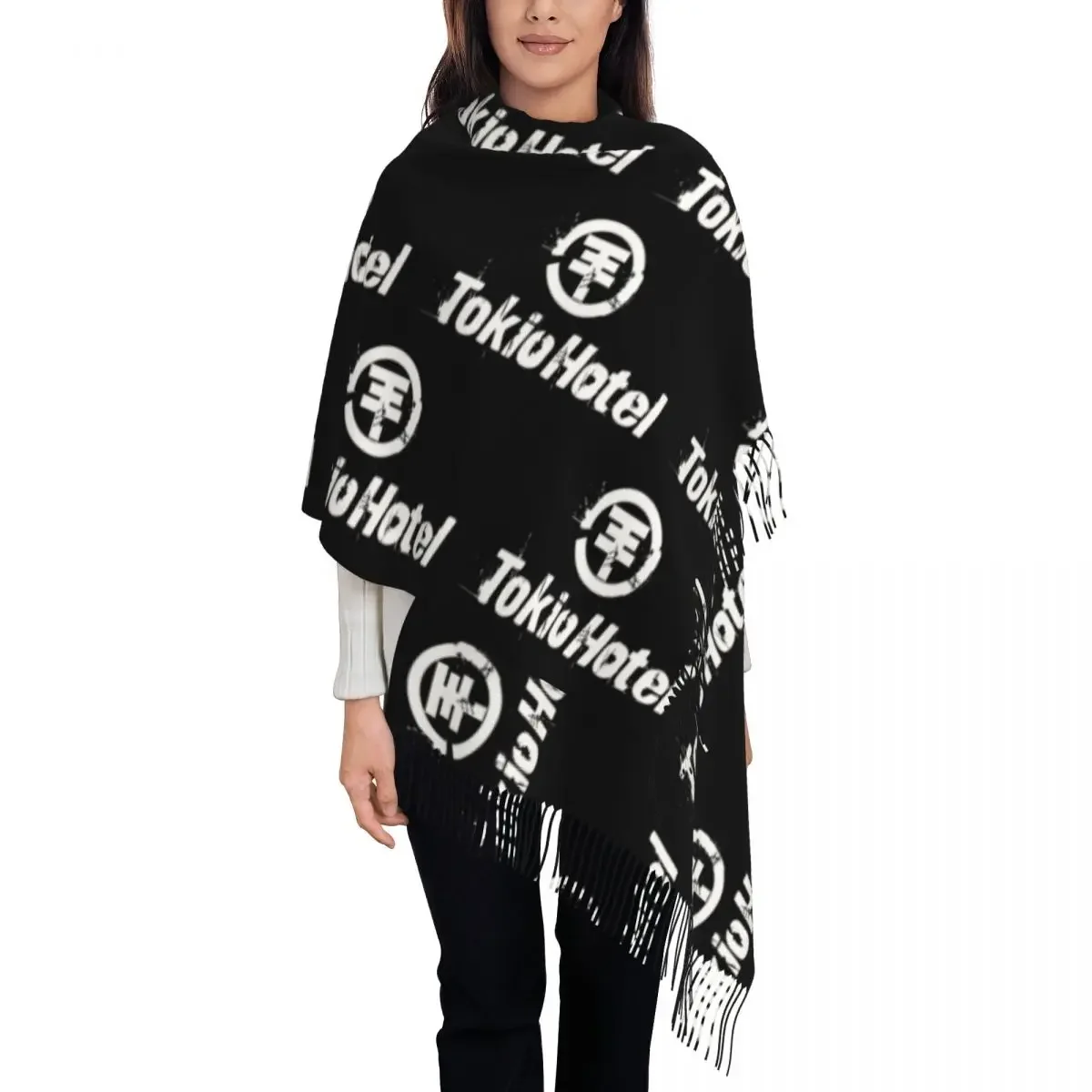 Womens Tassel Scarf Tokio-Hotel-Logo Large Winter Fall Shawl and Wrap Daily Wear Cashmere Scarf