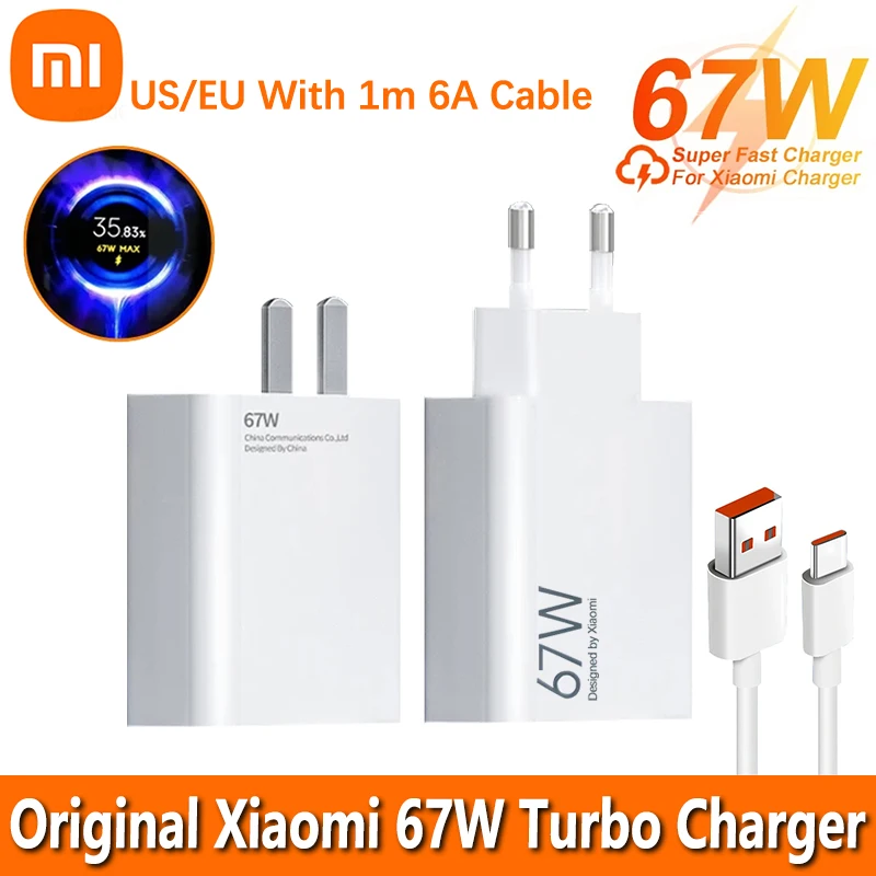 Xiaomi Original 67W Charger EU Turbo Fast Charging Adapter Suitable For Mi 13 12S Ultra 11 Redmi Note 13 12 Pro K50 Poco X4 GT