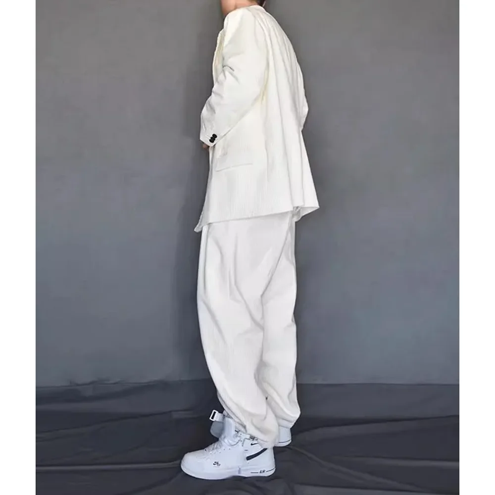 

White Double Breasted Classic Stylish Men Suits 2 Piecs Jacket Pants Casual Social Party Male Clothing