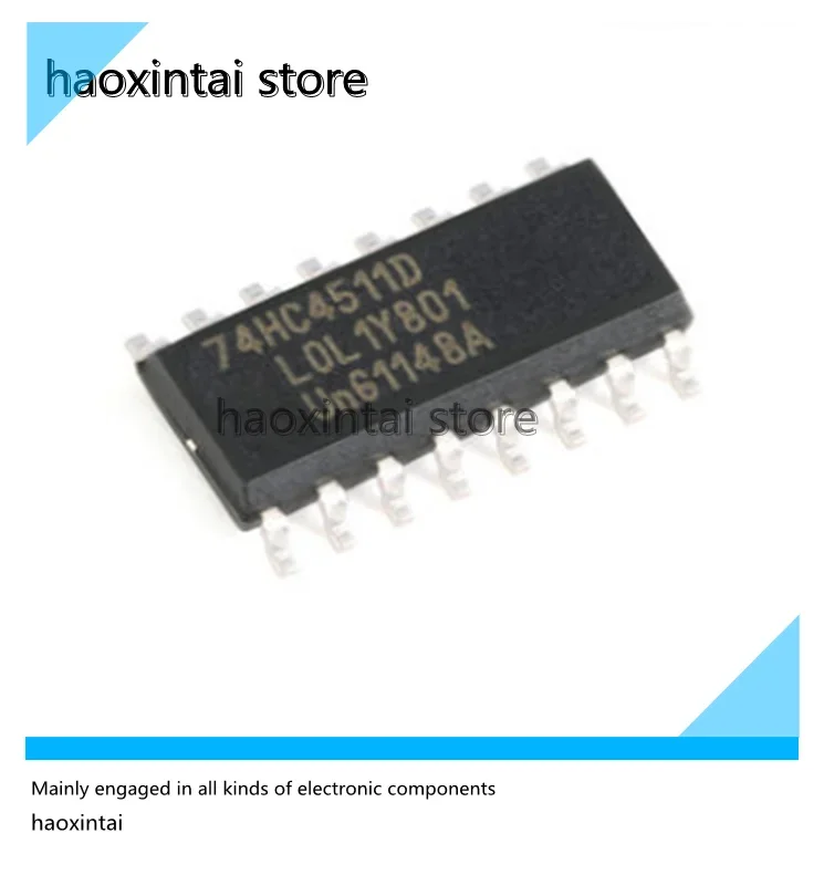 10PCS 74HC4511D,653 Original authentic 74HC4511D,653 SOIC-16 BCD to 7-segment latch/decoder/driver