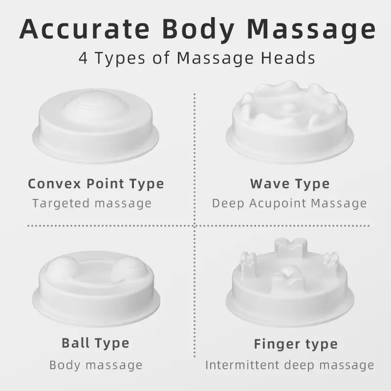 Handheld anti-cellulite body sculpting lymphatic drainage gastric massager with 4 removable massage heads for buttocks