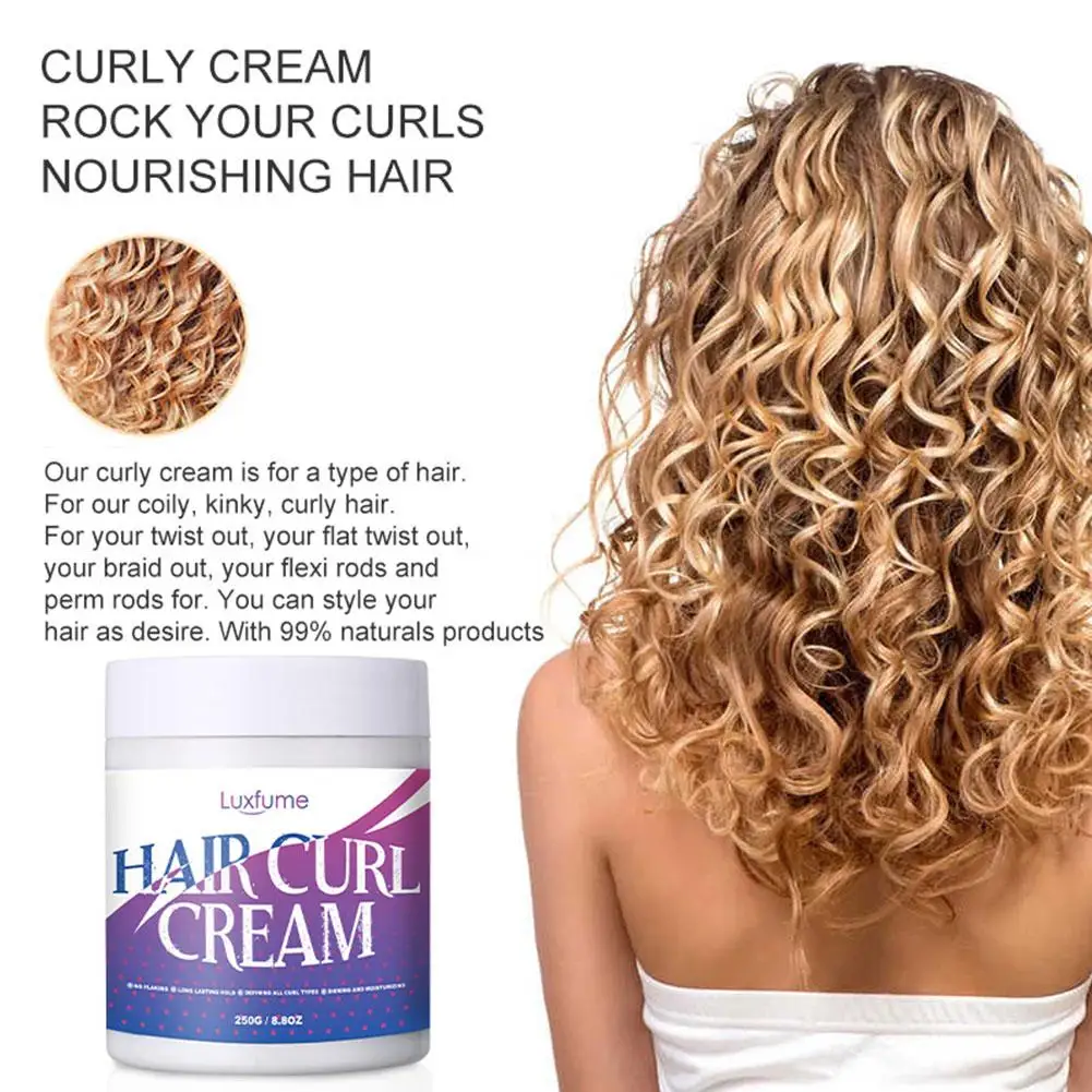 

250ml Curling Cream Define Curls Lightweight Moisturizing Detangle Knot No Sticky Residue Curling Cream for curly kinky hair
