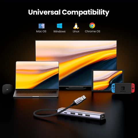 UGREEN USB Ethernet адаптер 5-в-1, 1000 Мбит/с — фото устройства