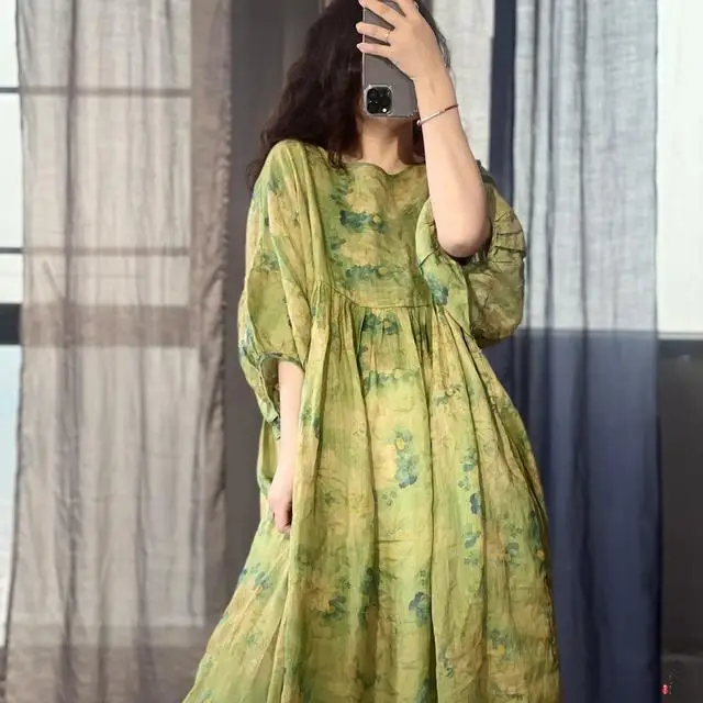 ผู้หญิงเย็บปักถักร้อย Boho ชุดยาวลูกไม้ขึ้นเอวผ้าฝ้ายลินินฤดูร้อนสไตล์เรียบง่าย Sundress Beach Party Dress Wh20