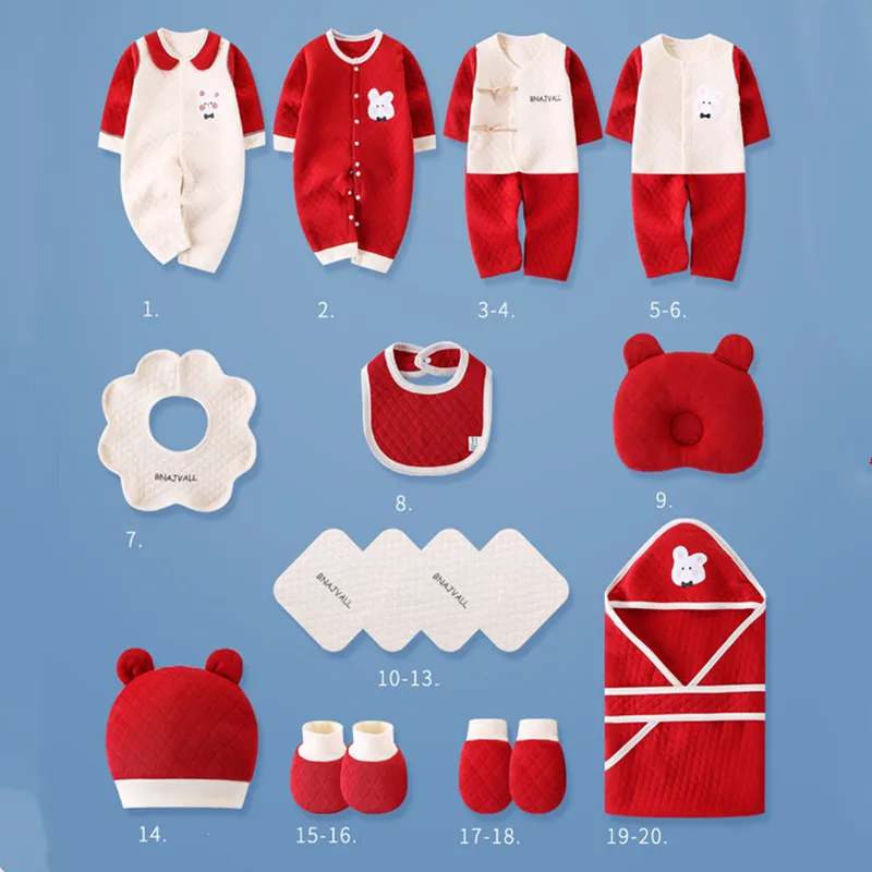 Newborn Baby Clothing Gift Set 2023 New Thick Autumn Winter Clothes High Quality 100% Cotton Infant 20 Pieces Underwear Suits