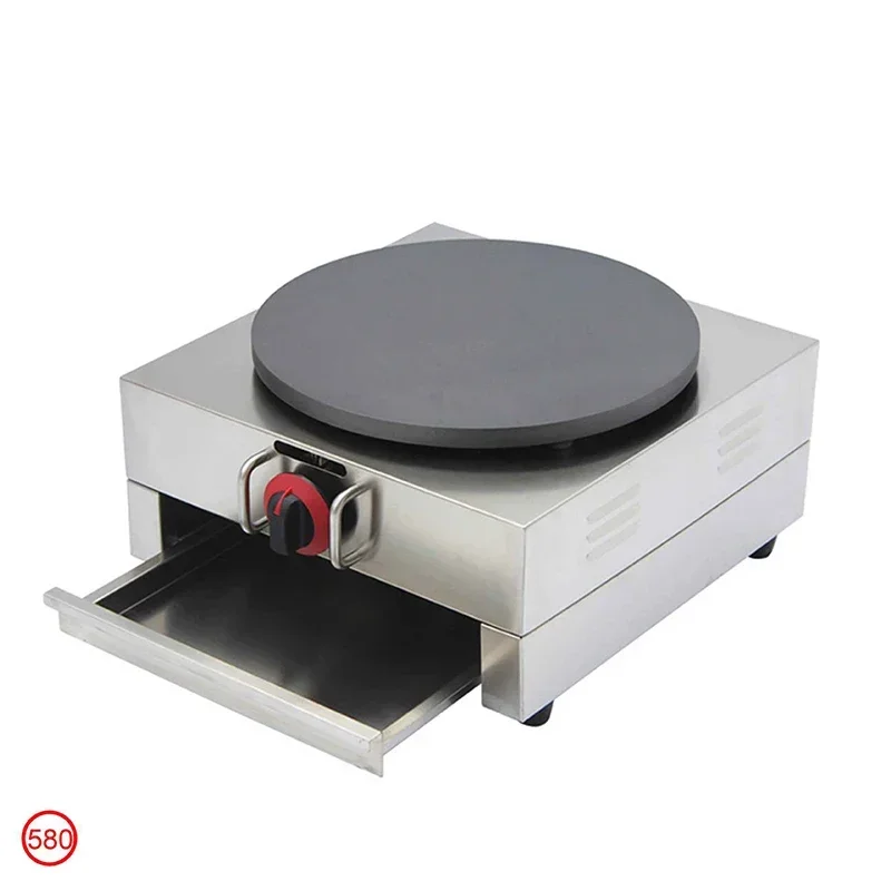 NP-580 Gas Crepe Maker with Φ40CM Large Nonstick Pan—Single-Head Crepe/Pancake/Pizza Baking Machine Stainless Steel