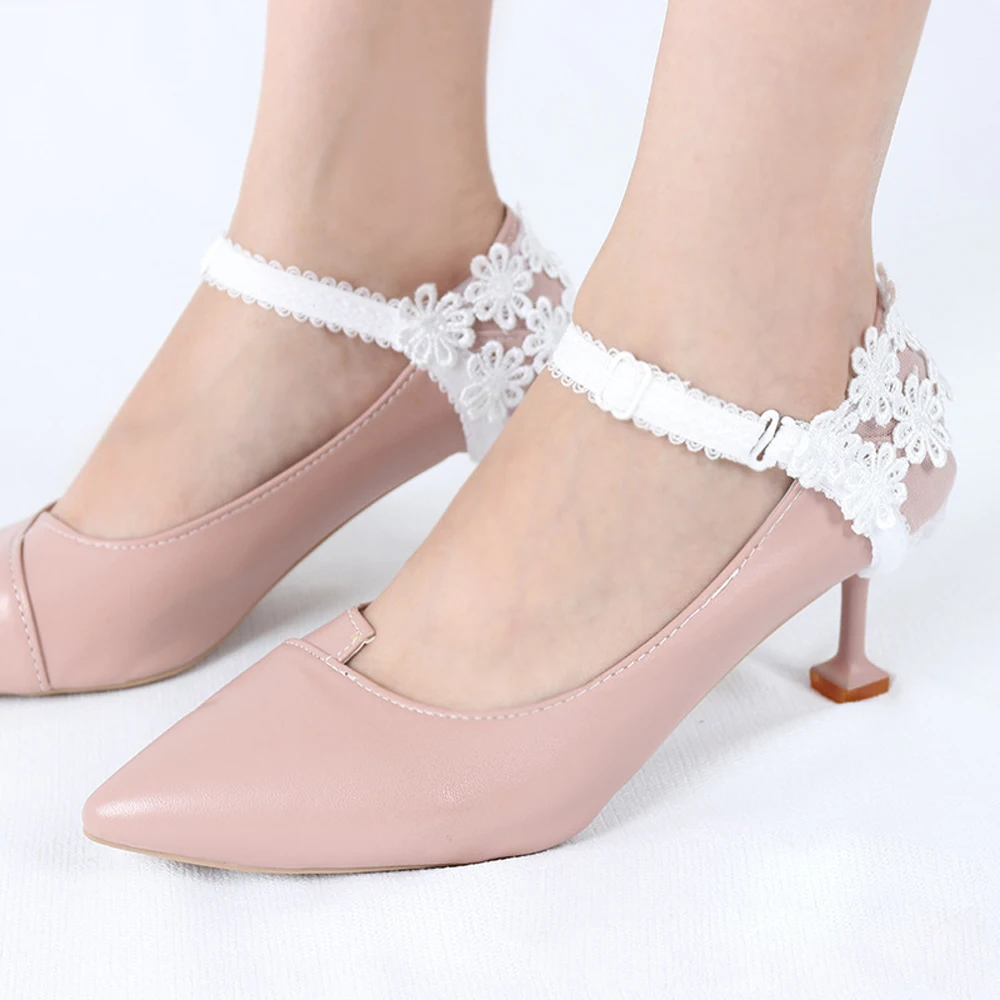 

Fashion Elegant Flower Elastic Straps Shoe Accessory Women Heels Shoe Decoration Shoes Band High Heels Bundle Shoelaces