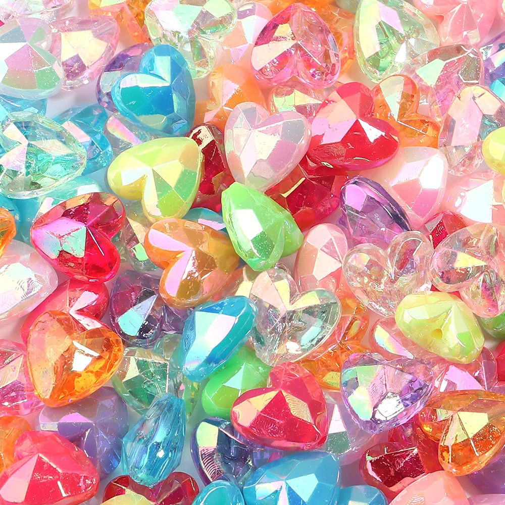 100pcs Acrylic Heart Beads Transparent Loose Spacer Beads for DIY Jewelry Making Pendants Neaklace Bracelet Needlework Material image 4