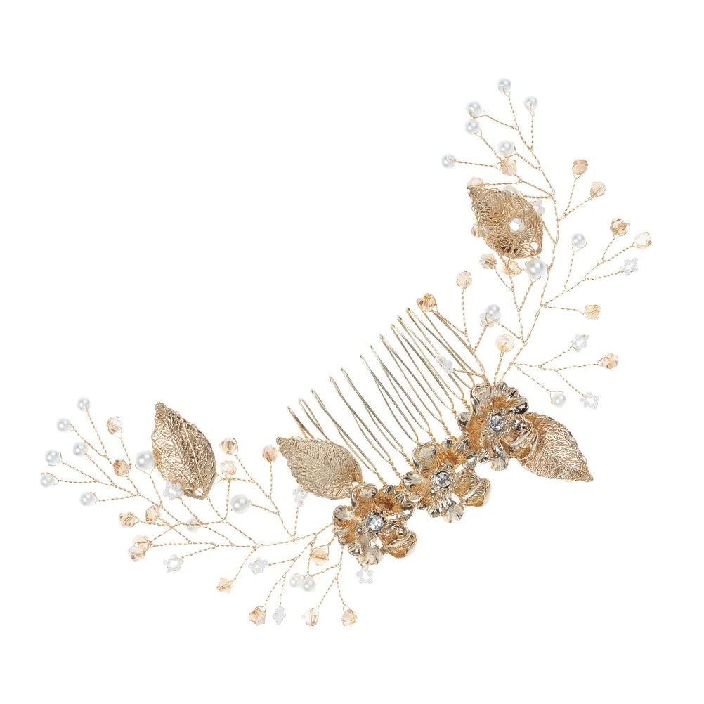 مشط شعر الزفاف على شكل أوراق شجر إكسسوار مشط للنساء لحفلات الزفاف، غطاء رأس أنيق، مجوهرات الزفاف، مجوهرات شعر العروس