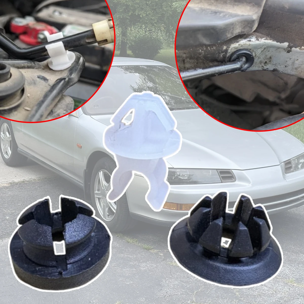 

For Honda Prelude BB5-BB9 BB1-BB4 Hood Bonnet Rod Support Clips Grommet Stay Clamp Fastener 1992-2001 Holder Prop Kit Repair Car