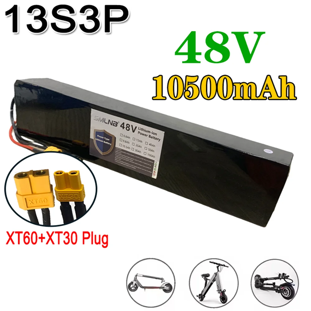 

48V 10.5Ah Li-ion Battery Pack XT60/DC for Scooters And Bicycles 13S3P 54.6V Battery Pack 13S3P 18650 Lithium Battery