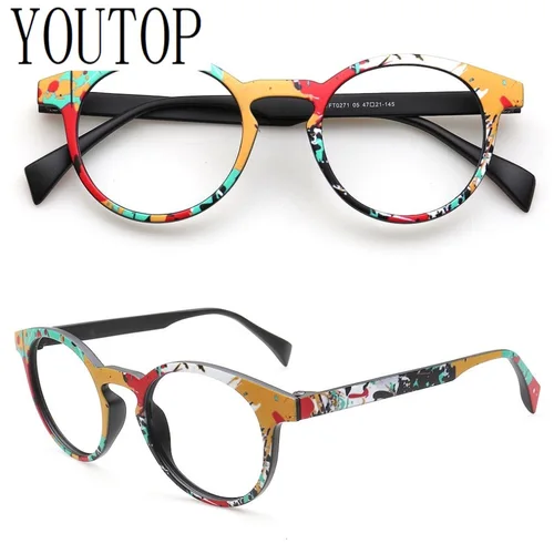 Imagen 1 del producto Gafas redondas Vintage TR90 para hombre y mujer, montura óptica, gafas graduadas de arcoíris, ligeras, a la moda