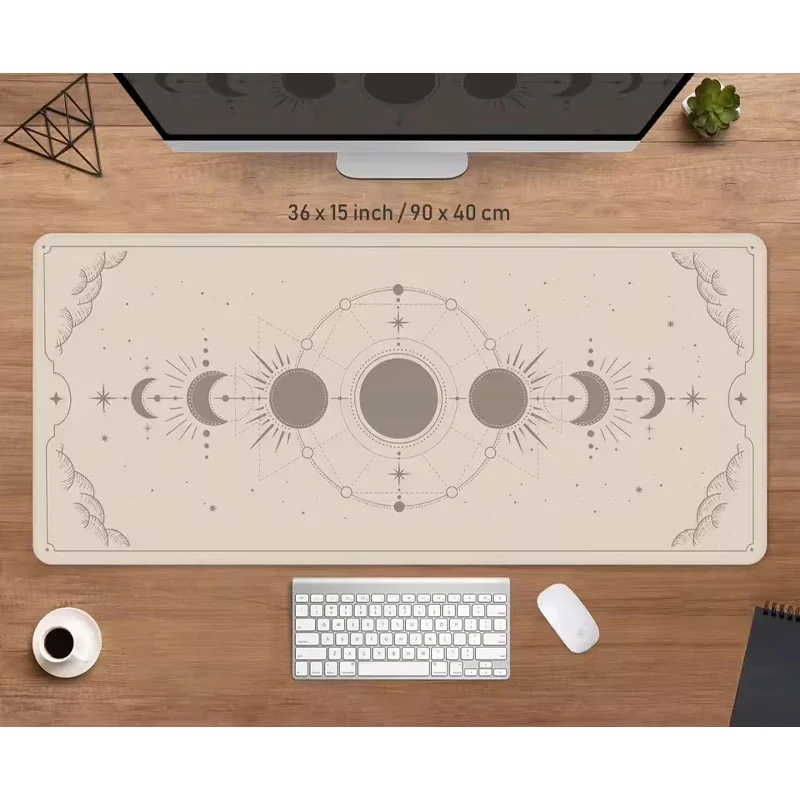

Настольный коврик Moon Phases Светло-коричневый коврик для мыши HD Зеленый Boho Plain Sage Leather Neutral Простой большой игровой коврик для мыши Aesthe Rug