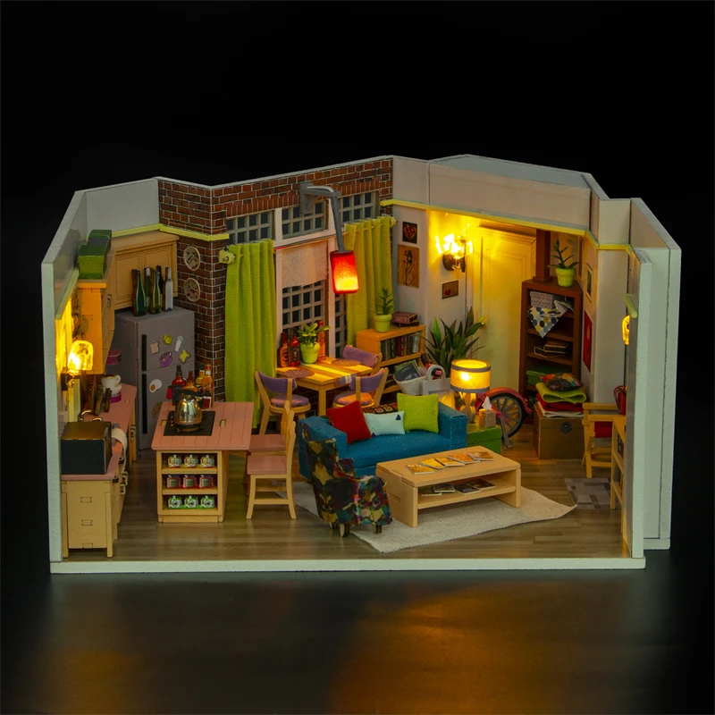 DIY Wooden Penny's Apartment Cottage Figurines Miniatures Kits Living Room Casa for Friends Birthday Gifts Home Decor Crafts