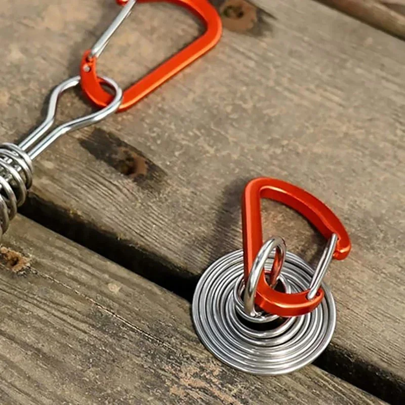 Outdoor Camping Octopus Rope Buckle Camping Deck Nail Stainless Steel Fixed Tent Rope Buckle Wooden Hook Spring Wind Rope